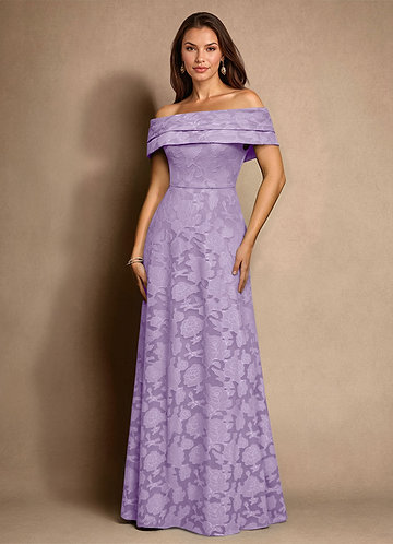 Azazie New Britain Mother of the Brides Dresses Lilac A-Line Pleated Floral Burnout Dress image1