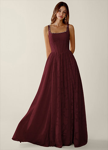 Megan Wine Lace A-line Prom Dress image1