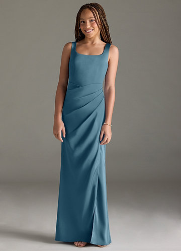 Azazie Mero Junior Bermuda Mermaid Pleated Stretch Satin Dress image1