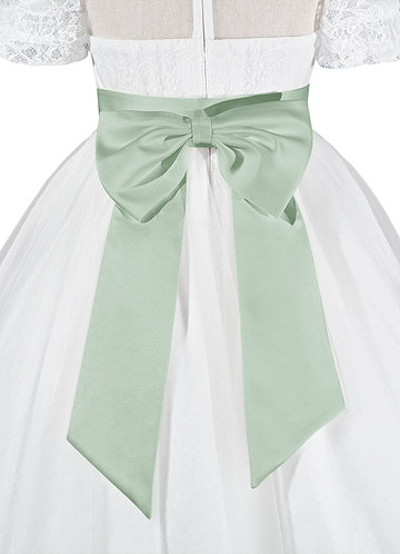 front Matching Color Matte Satin Sash with Back Bow
