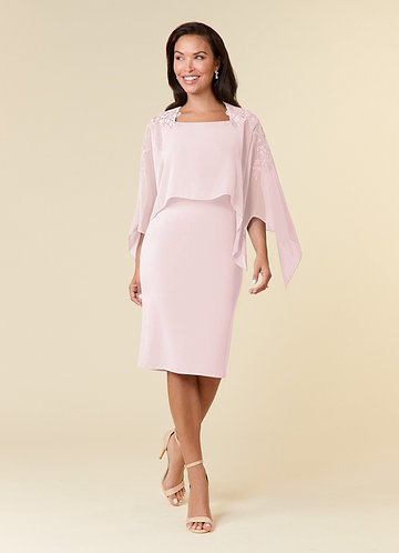 Azazie Maryam Mother of the Brides Dresses Blushing Pink Sheath Lace Chiffon Dress image1