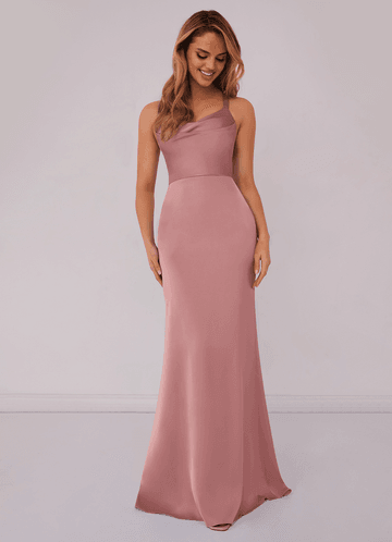 Barbie ♥ Azazie Bridesmaid Dresses Criss Cross Strap Stretch Satin Sheath Dress image1