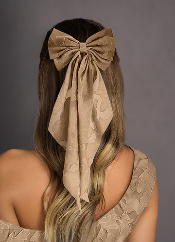 front Matching Color Floral Burnout Bow Hair Clip