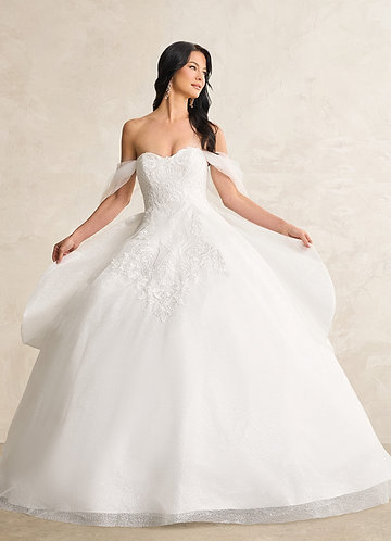 Azazie Mirabelle Robe de Mariée Robe Princesse en Tulle Paillettes Blanc De Diamant image1