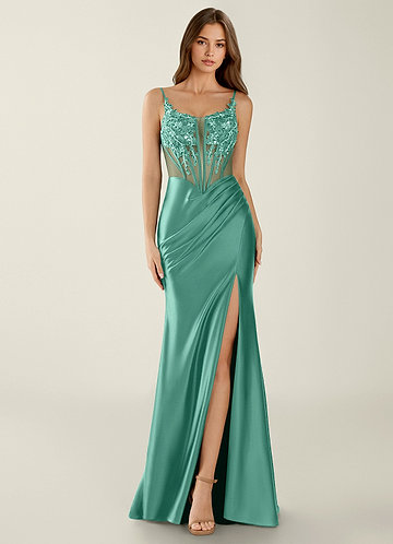 Zahara Basilikum V-hals blondekorset havfrue gallakjole image1