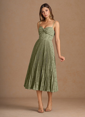 Annie Pistachio Pleated Midi Dress image1