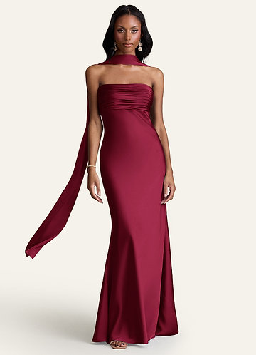 blue dress for baby girl Tina Holly Couture TE001 Burgundy Satin Lace Up Back Formal Dress
