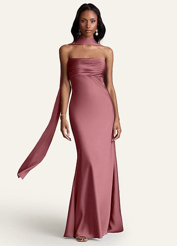 slim fit dress slacks Rose Gold Boat Neck Chiffon One Shoulder Shawl Mother of Bride Dress main image 0