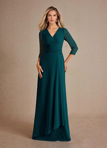 Azazie Mayfield Abiti da Mamma Sposa Abito A-Line in Chiffon Plissettato Pino image1