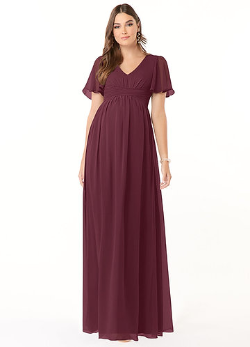 maternity bridesmaid dresses azazie Anya Chic Off the Shoulder Pleated Long Chiffon Plus Size Bridesmaid D main image 1