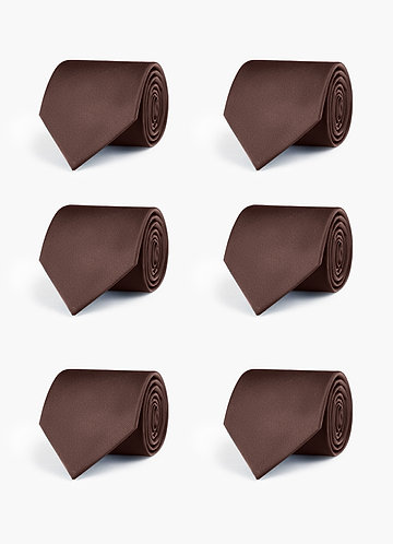 front Conjunto de corbatas a juego de satén elástico para padrinos de boda – 6 piezas