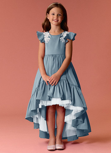 Barbie ♥ Azazie Flower Girl Dresses High Low Lace and Stretch Satin A-line Dress image1 0