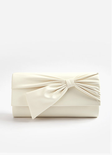 front Pleated Bow Glitter Clutch