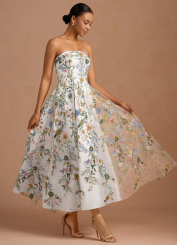 green emerald velvet dress White Tulle Lace Long Prom Dress, White A-Line Lace Graduation Dresses –  shopluu main image 1
