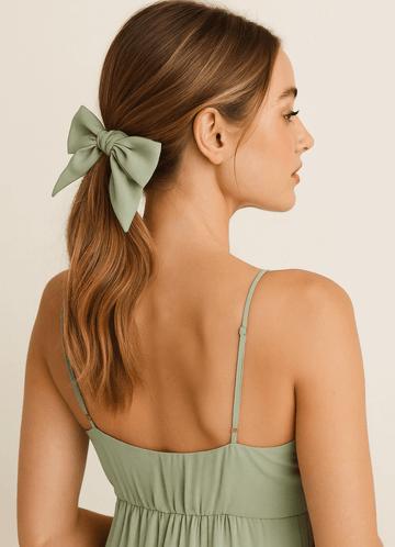 front Matching Color Chiffon Hair Scarf Scrunchie