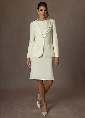front Charlotte Ivory Refined Weave Jacket and Dress Suit Set
