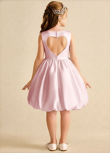 Azazie Nirvana Robes de Fillette d'Honneur Robe Princesse en Mat Satiné Rayé Rose Poudré image1