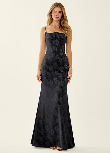 Luciole Czarny Suknia balowa syrena z koronkowym gorsetem i sznurowanym tyłem image1