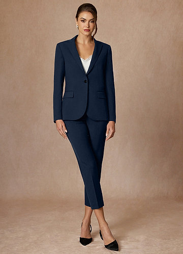 front Kennedy Dark Navy Structured Stretch Blazer