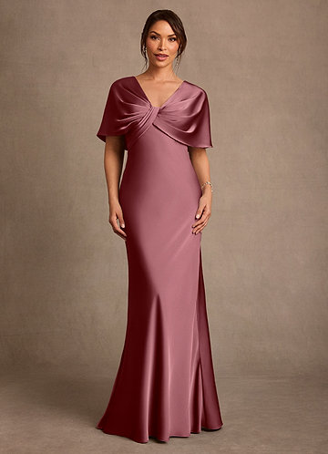 Azazie Dosia Morsiamen äidin mekot Vaippa Pliseerattu Joustava satiini Lattian pituus Pukeutua image1