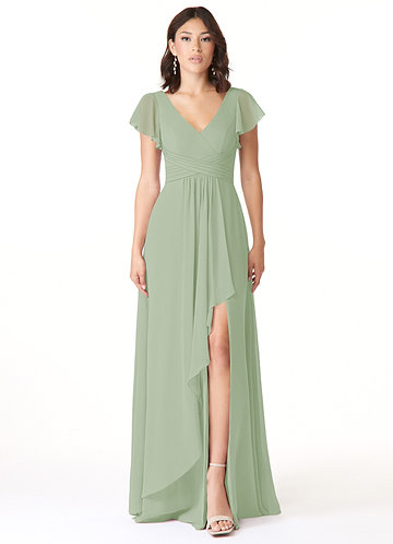 Azazie Omari Bridesmaid Dresses Dusty Sage A-Line Chiffon Dress image1