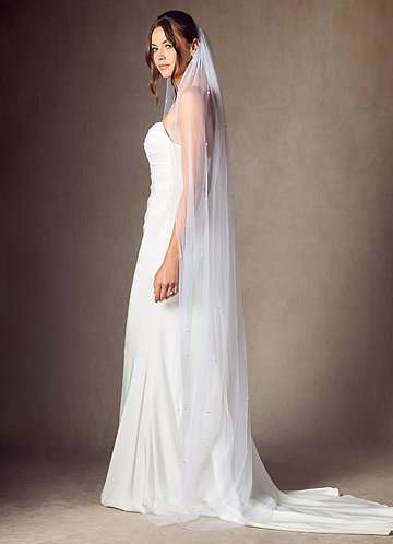 front Jenna Pearl Chapel Length Veil