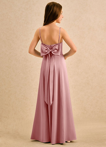 Chamomile Girls Formal Flower Girl Dresses Dusty Rose A-Line Pleated Stretch Satin Dress image1