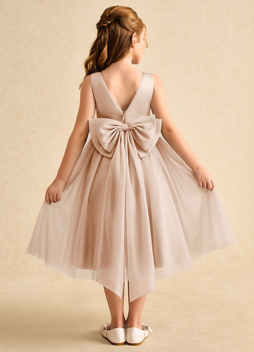Azazie Winnie Flower Girl Dresses English Rose Ball-Gown Bow Tulle Dress image1
