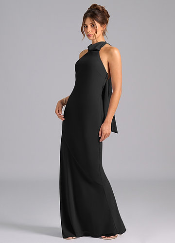 Azazie Velli Bridesmaid Dresses Black Mermaid Bow Chiffon Dress image1
