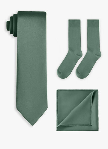 front Matching Stretch Satin Wide Tie & Pocket Square & Socks Set