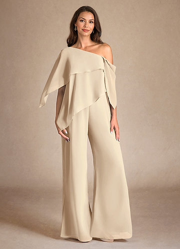 Azazie Halima Abiti da Mamma Sposa Abito Tuta Pantaloni in Chiffon Spacco Laterale Champagne image1