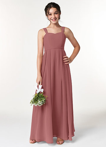 Azazie Simoan Junior Abito A-Line in Chiffon Scollo a Cuore Ametista image1