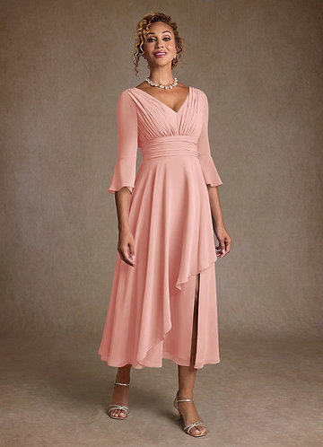 Azazie Aerynne Morsiamen äidin mekot A-linja Pliseerattu Sifonki Tee-pituus Pukeutua image1