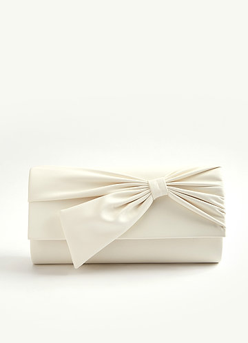 front Pleated Bow Glitter Clutch