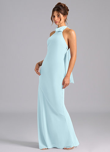 cloud blue bridesmaid dresses Halter Deep-V Lace Formal Dress With Boning The figure Cloud Blue Bridesmaid Dresses |