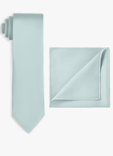 front Conjunto de gravata larga e lenço de bolso em cetim elástico