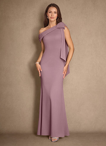 Azazie Myers Mother of the Brides Dresses Dusty Rose Mermaid Pleated Stretch Crepe Dress image1