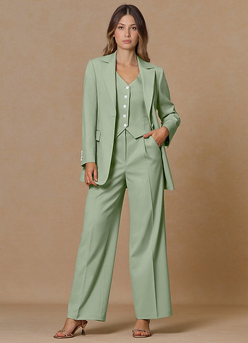 front Rowan Dusty Sage Refined Weave Performance 3-Piece Suit