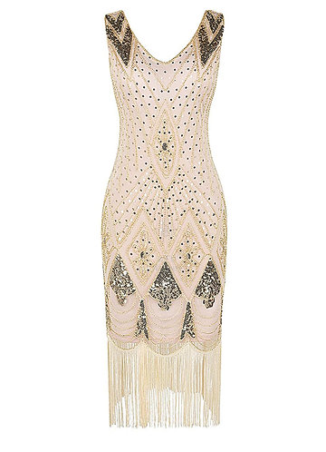 front_Blush Mark 1920s Gatsby Cocktail Sequin Art Deco Flapper Sequin Midi Dress