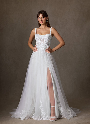 Azazie Jovana Wedding Dresses Diamond White A-Line Scoop Tulle Dress image1