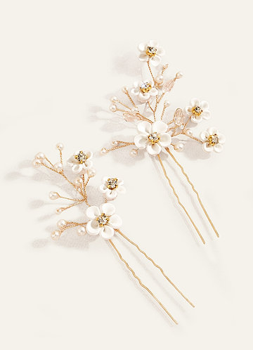 front White Flower U-Shaped Hairpin Set