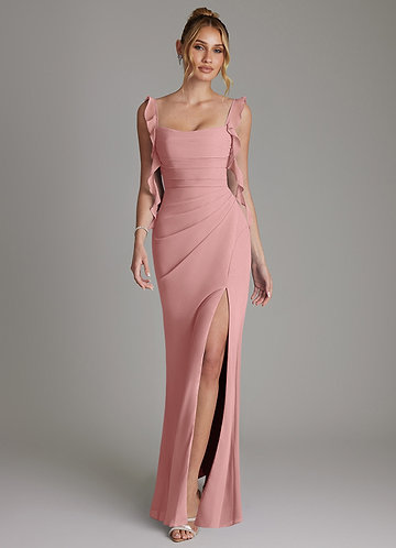 Azazie Jessamine Bridesmaid Dresses Dusty Rose Mermaid Corset Chiffon Dress image1