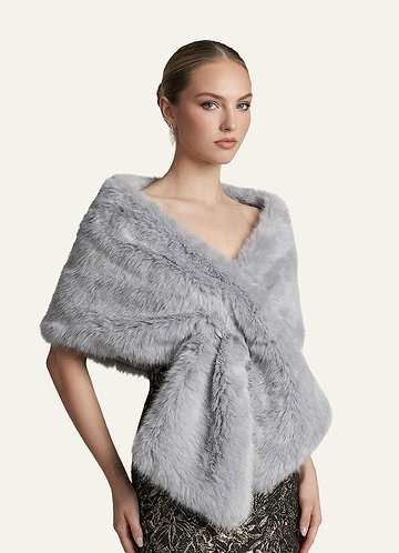 front Plush Faux Fur Wrap