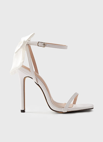 front Satin Bow Open Toe Stilletto Heel