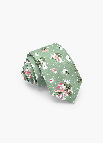 front Heren katoenen stropdas met bloemenprint