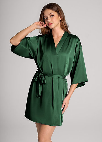front Matching Color Classic Satin Robe