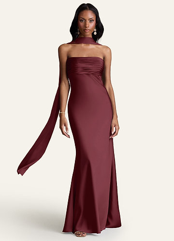 front Azazie Bufanda de satén elástico de color a juego