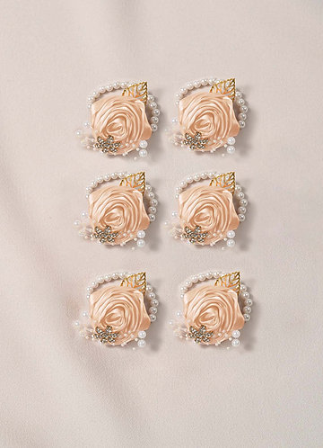 front 6PC Matching Color Bridesmaids Wrist Corsage with Pearl Bracelet