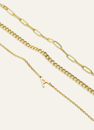 front 3-Piece Initial Letter Stackable Bracelet Set