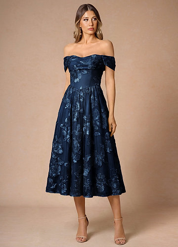 Hazel Navy Midi Dress image1